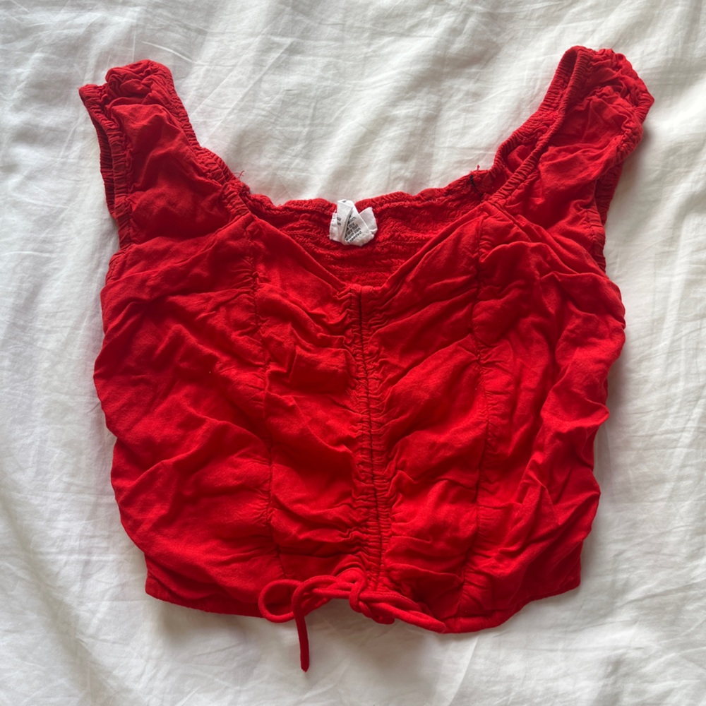 Red Ruched Crop Top